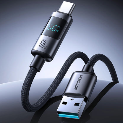 Cable de Datos y Carga USB-A - USB-C Joyroom S-A16 Pro Prism Display, 66W, 1.2m, Negro