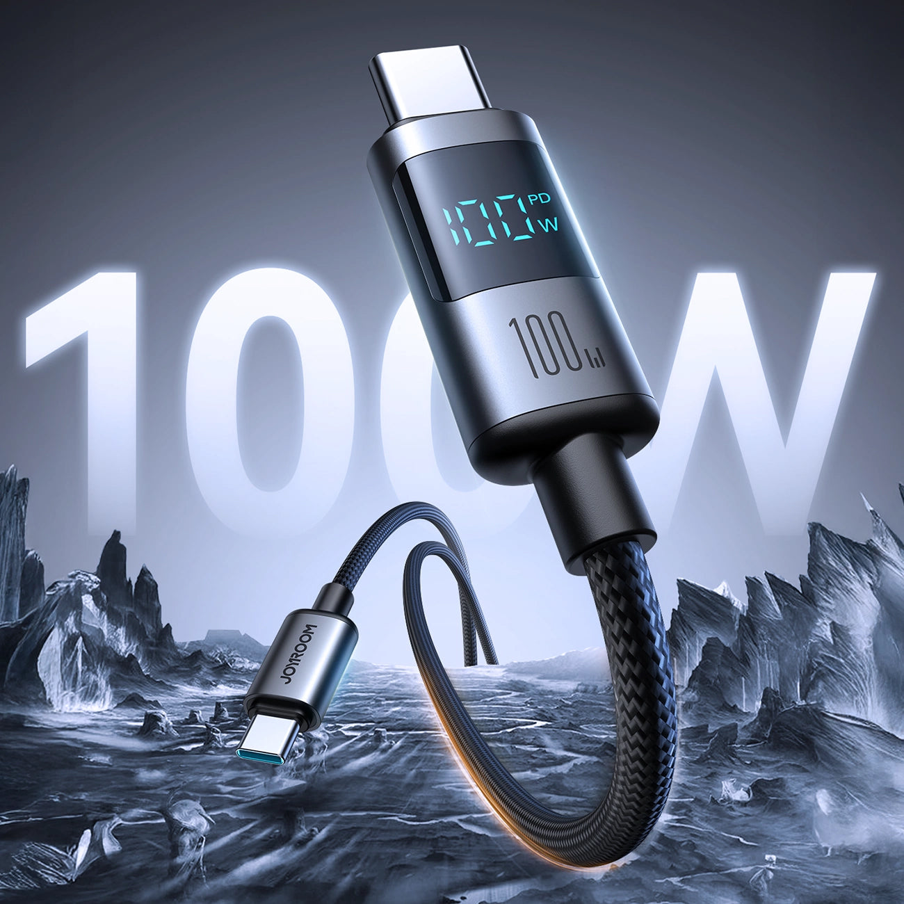 Cable de Datos y Carga USB-C - USB-C Joyroom S-A16 Pro Prism Display, 100W, 1.2m, Negro