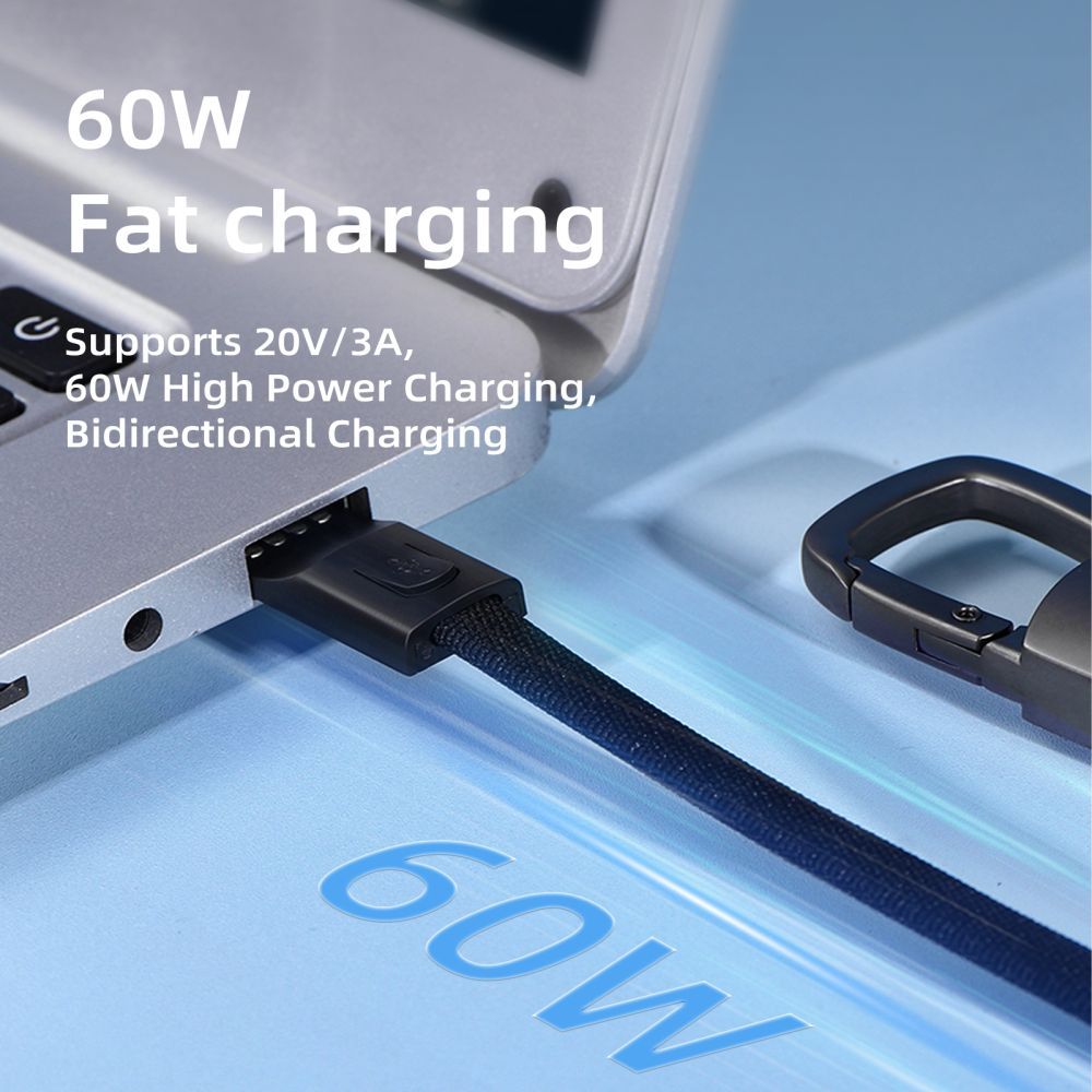 Cable de Datos y Carga USB-C - USB-C Tech-Protect Ultraboost DNA Llavero, 60W, 0.17m, Gris