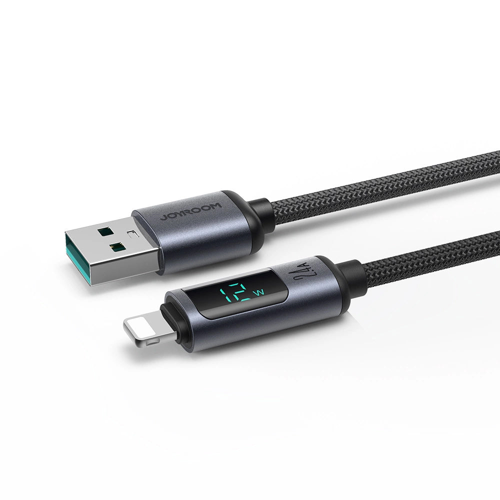 Cable de Datos y Carga USB-A - Lightning Joyroom S-A16 Prism Display, 12W, 1.2m, Negro