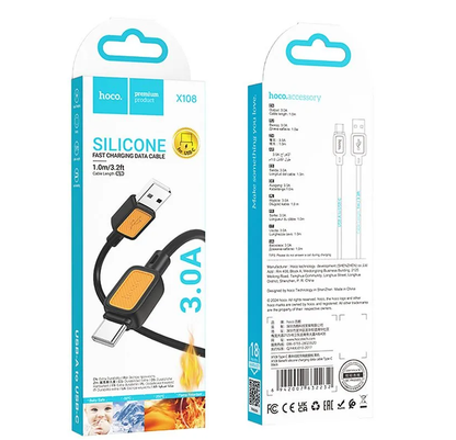 Cable de Datos y Carga USB-A - USB-C HOCO X108, 18W, 1m, Negro