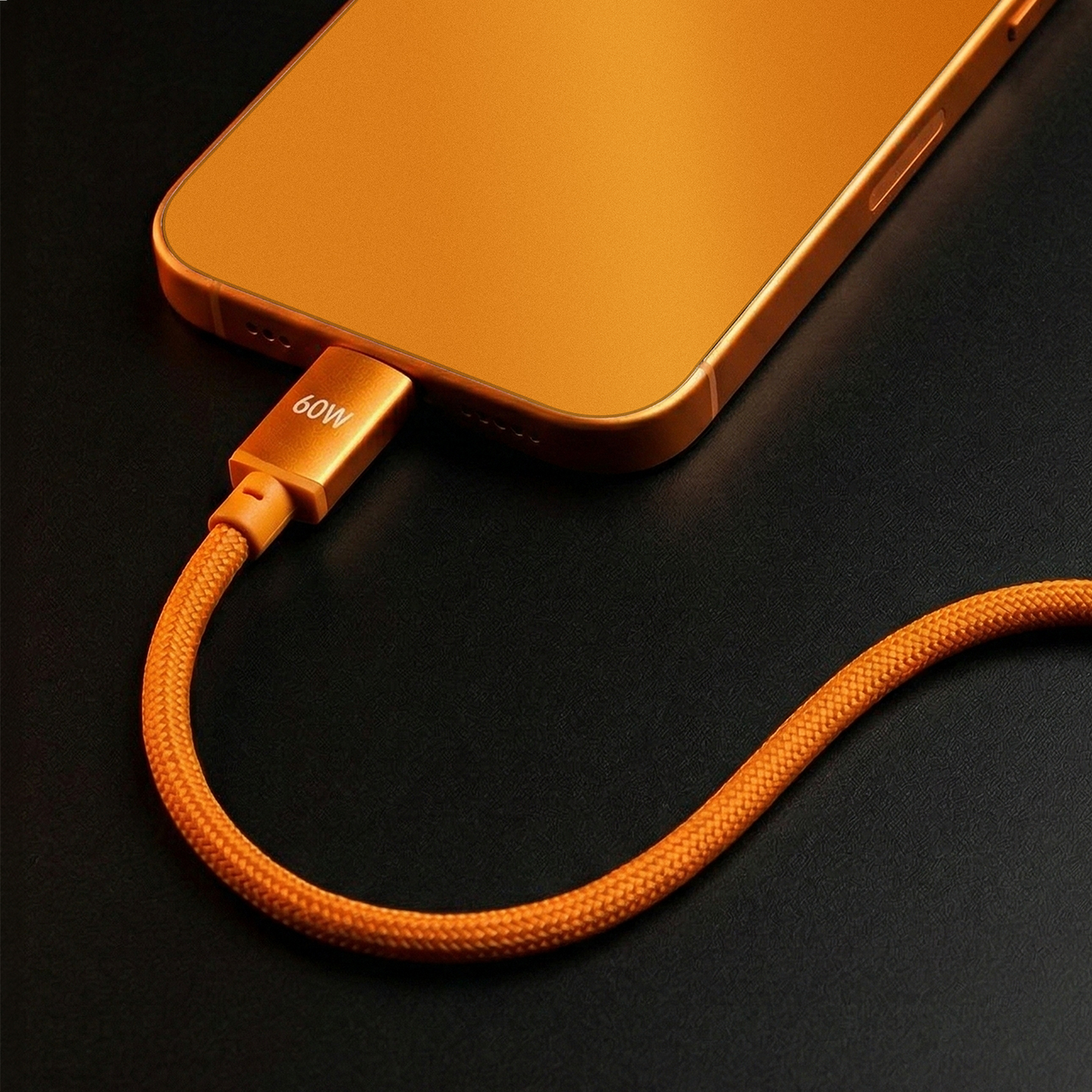 Cable de Datos y Carga USB-C - USB-C Forever Saffron, 60W, 1m, Naranja