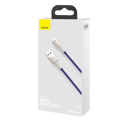 Cable de datos y carga USB-A - Lightning Baseus Cafule Metal Series, 18W, 1m, Morado CALJK-A05