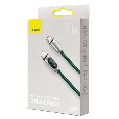 Cable de carga y datos USB-C - Carga rápida USB-C Baseus Display, 100 W, 1 m, verde CATSK-B06