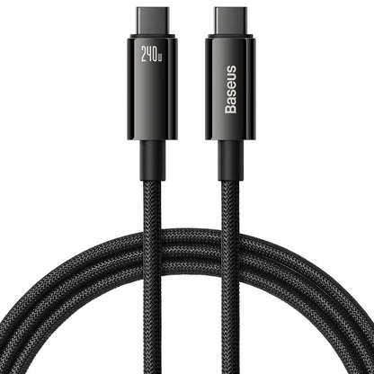 Cable de carga y datos USB-C - USB-C Baseus Tungsten Gold, 240W, 2m, Negro CAWJ04010101 