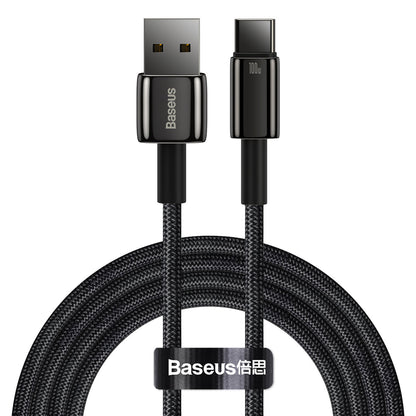 USB-A a USB-C Baseus Tungsteno Oro, 100W, 2m, Negro CAWJ00010101 