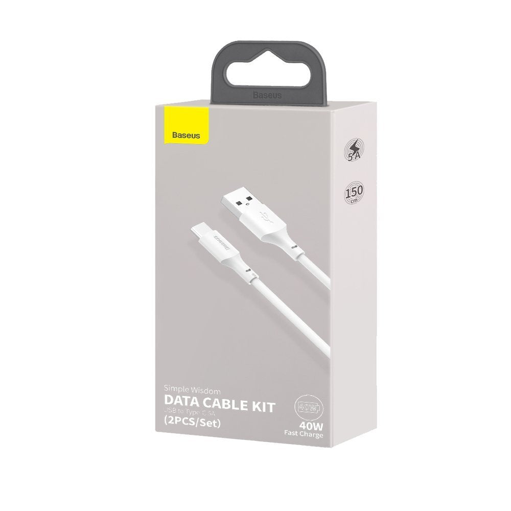 Cable de carga y datos USB-A a USB-C Baseus, 40 W, 1,5 m, blanco TZCATZJ-02