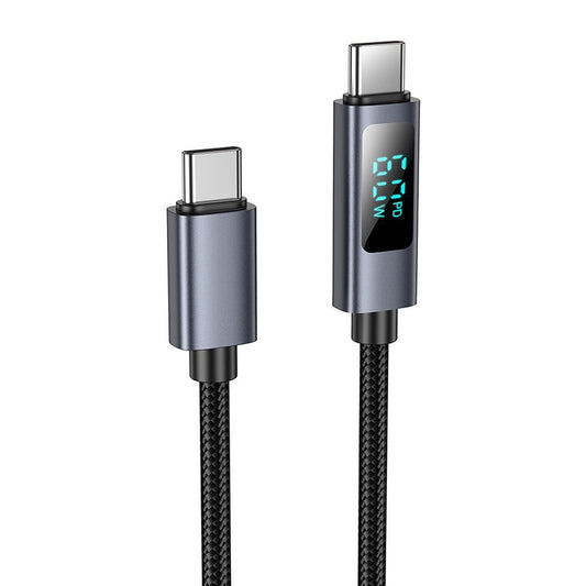 Cable de Datos y Carga USB-C - USB-C HOCO Display X112, 60W, 1m, Negro
