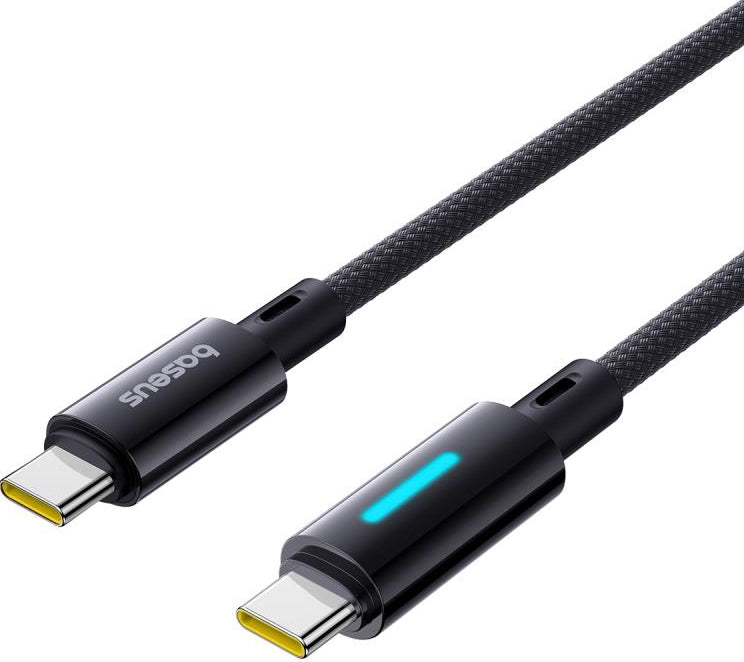 Cable de Datos y Carga USB-C - USB-C Baseus Lit Button Control, 100W, 2m, Negro P10379000121-01