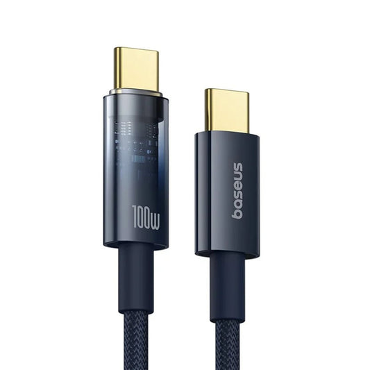 Cable de Datos y Carga USB-C - USB-C Baseus Explorer, 100W, 1m, Azul Marino P10319704321-00