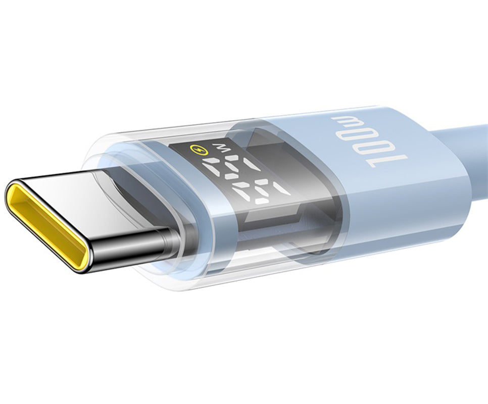 Cable de Datos y Carga USB-A - USB-C Baseus Display 2, 100W, 2m, Azul P10382701311-01