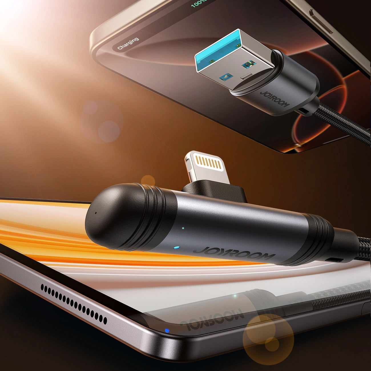 Cable de Datos y Carga USB-A - Lightning Joyroom S-A56 EnjoyX Angled, 18W, 1.2m, Negro