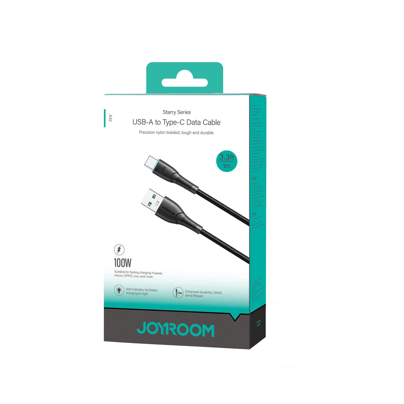 Cable de Datos y Carga USB-A - USB-C Joyroom S-A32, 100W, 1m, Negro