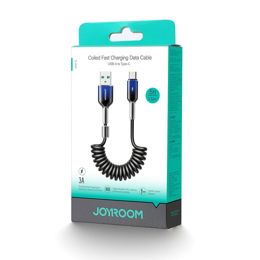 USB-A to USB-C Joyroom S-A43 Crystal Data and Charging Cable, 60W, 1.5m, Black