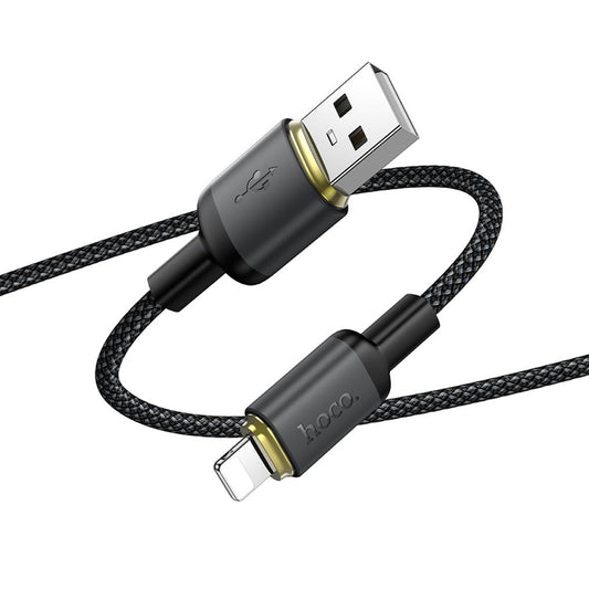 Cable de Datos y Carga USB-A - Lightning HOCO X128 Benefit, 12W, 1m, Negro
