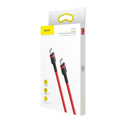 Cable de carga y datos USB-C - USB-C Baseus Cafule, 60W, 2m, Rojo CATKLF-H09