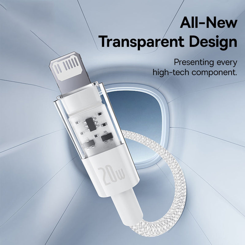 Cable de Datos y Carga USB-C - Lightning Baseus Gem, 20W, 1m, Blanco P10373001211-00