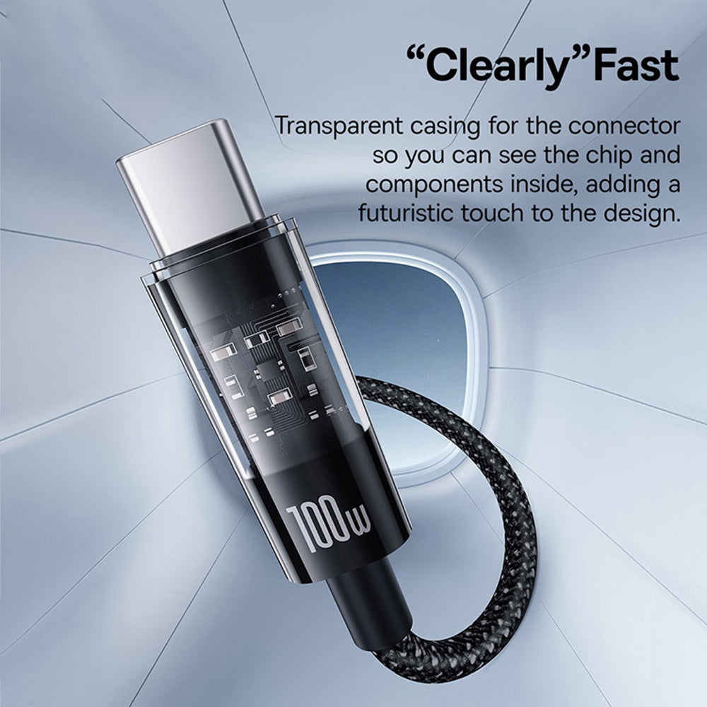 Cable de Datos y Carga USB-C - USB-C Baseus Gem, 100W, 2m, Negro P10373000111-01