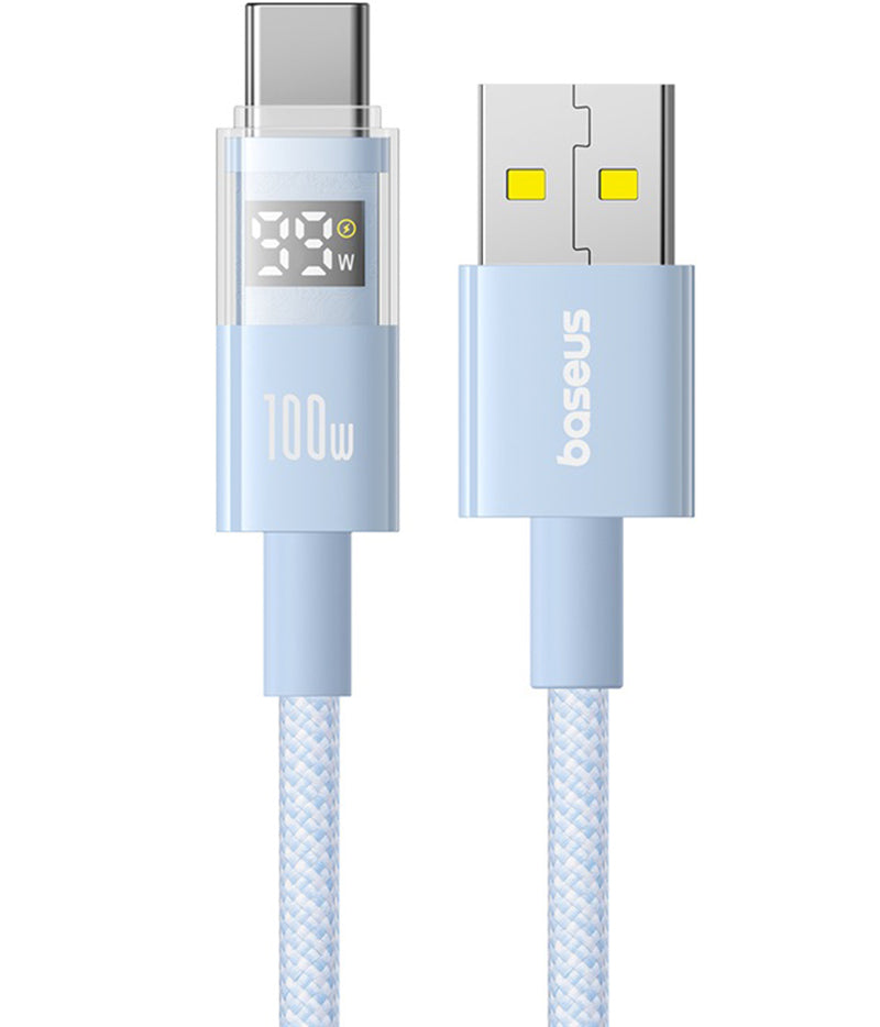 Cable de Datos y Carga USB-A - USB-C Baseus Display 2, 100W, 2m, Azul P10382701311-01