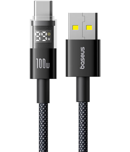 Cable de Datos y Carga USB-A - USB-C Baseus Display 2, 100W, 2m, Negro P10382701111-00