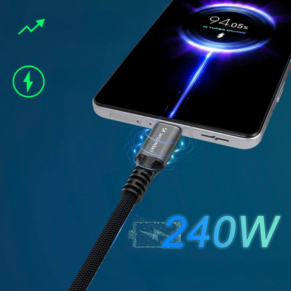 Cable de Datos y Carga USB-C - USB-C WZK WPS-UY42S, 240W, 2m, Negro