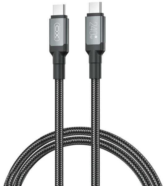 Cable de Datos y Carga USB-C - USB-C XO Design NB-Q264A, 240W, 1m, Negro