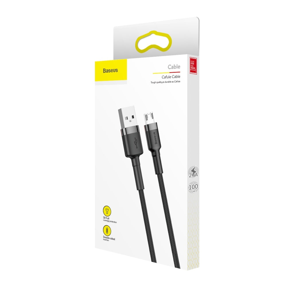 Cable de datos y carga USB-A - microUSB Baseus Cafule, 18W, 1m, Gris CAMKLF-BG1