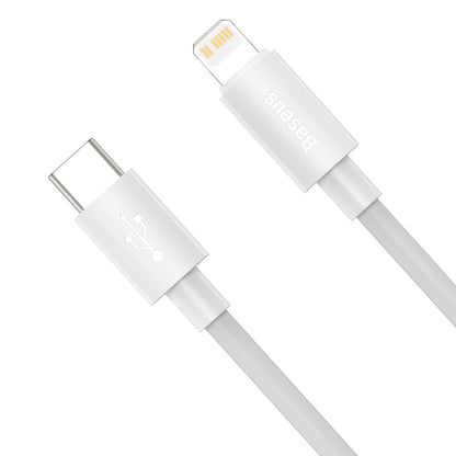 Baseus Simple Wisdom Cable de carga y datos USB-C - Lightning Simple Wisdom, 20W, 1,5m, Juego 2 piezas, Blanco. 