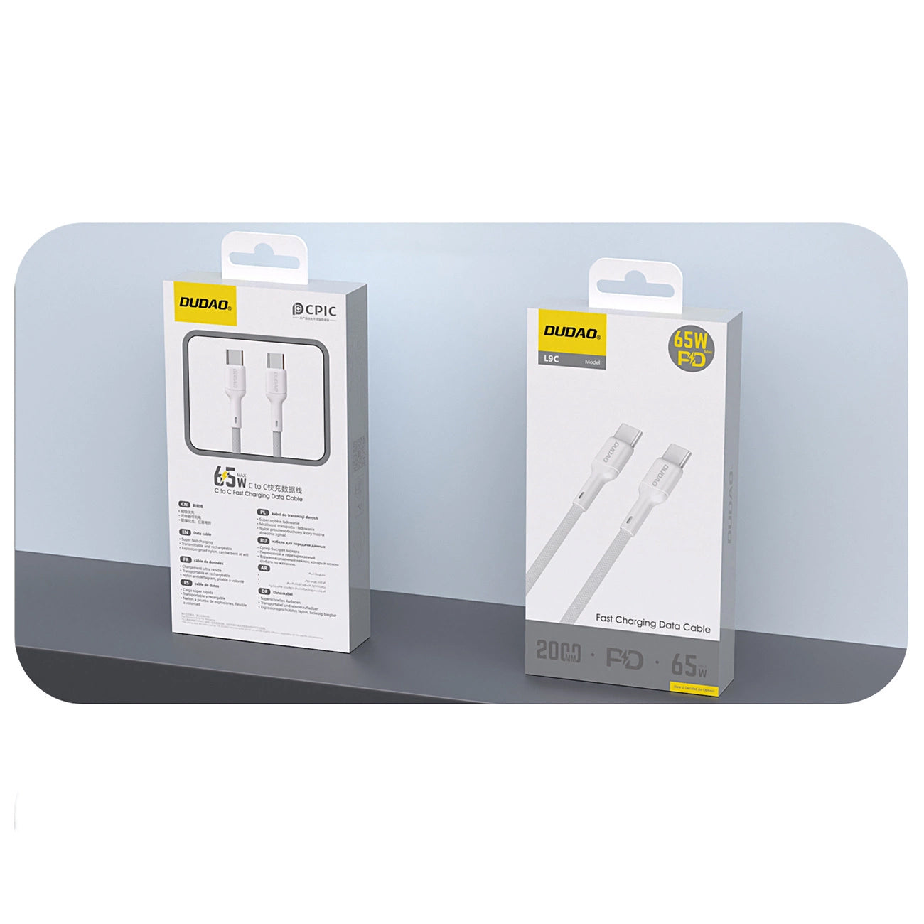 Cable de Datos y Carga USB-C - USB-C Dudao L9C, 65W, 1m, Blanco