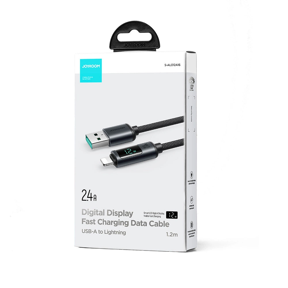Cable de Datos y Carga USB-A - Lightning Joyroom S-A16 Prism Display, 12W, 1.2m, Negro