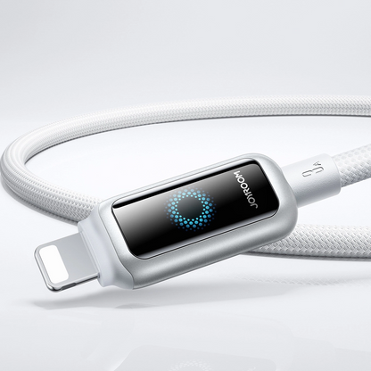 Cable de Datos y Carga USB-A - Lightning Joyroom S-A55 StarFlight Display, 18W, 1.2m, Blanco