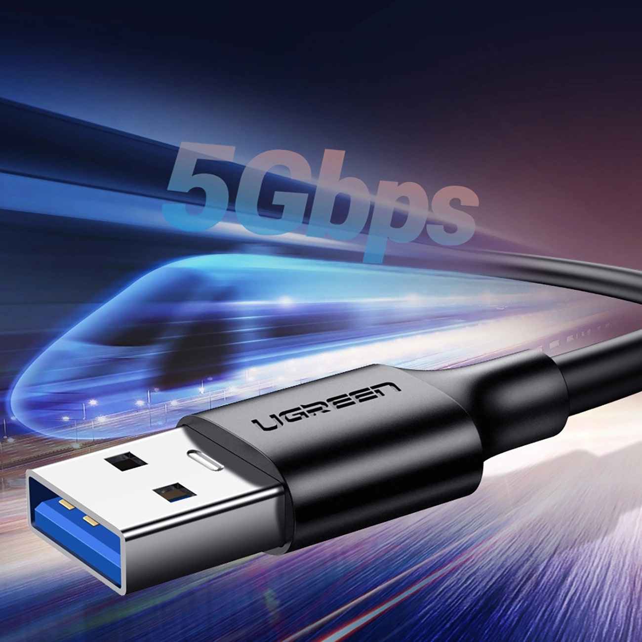 Cable de Datos y Carga USB-A - USB-C UGREEN US184, 18W, 0.5m, Negro