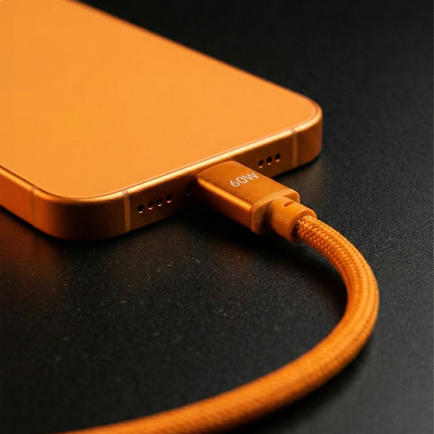 Cable de Datos y Carga USB-C - USB-C Forever Saffron, 60W, 1m, Naranja