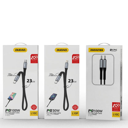 Cable de Datos y Carga USB-C - USB-C Dudao L10C, 100W, 0.23m, Negro