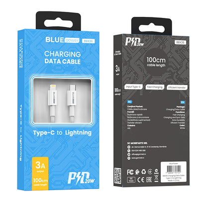 Cable de carga y datos USB-C - Lightning BLUE Power BBX36, 18 W, 1 m, blanco