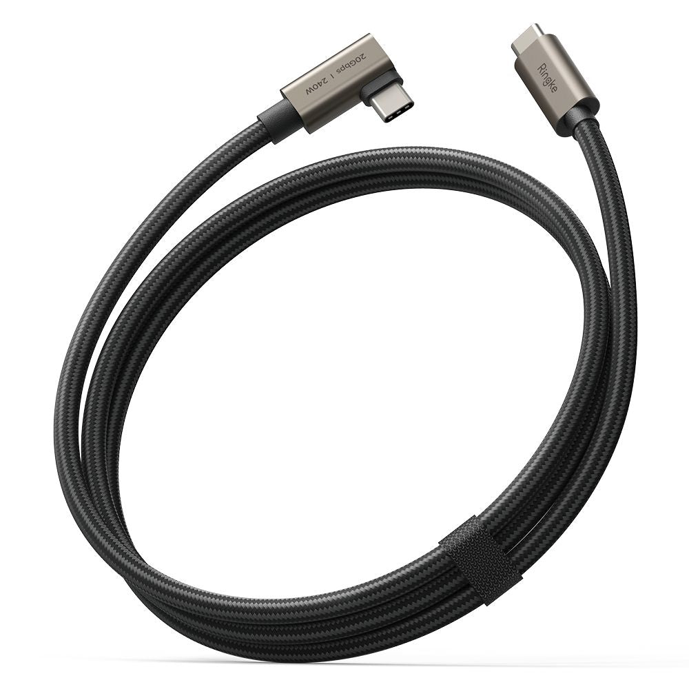 Cable de Datos y Carga USB-C - USB-C Ringke 2X2 Angled, 240W, 1m, Negro