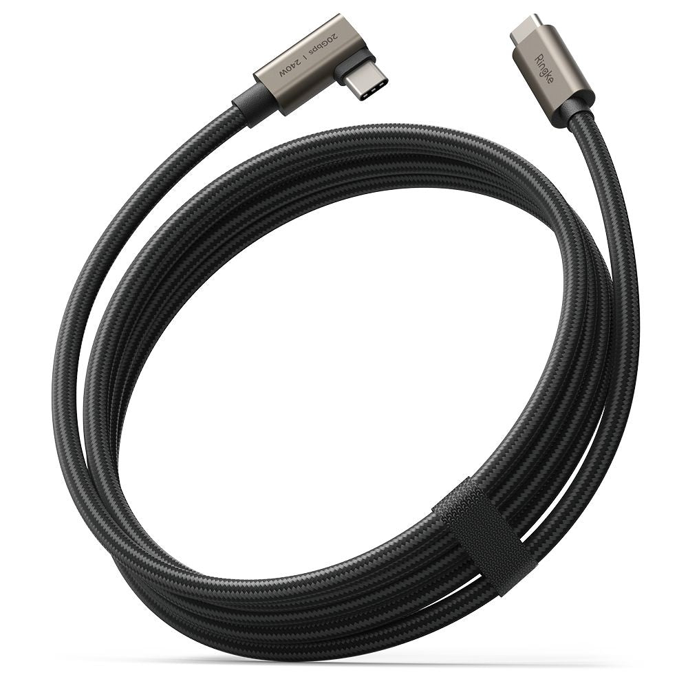 Cable de Datos y Carga USB-C - USB-C Ringke 2X2 Angled, 240W, 2m, Negro