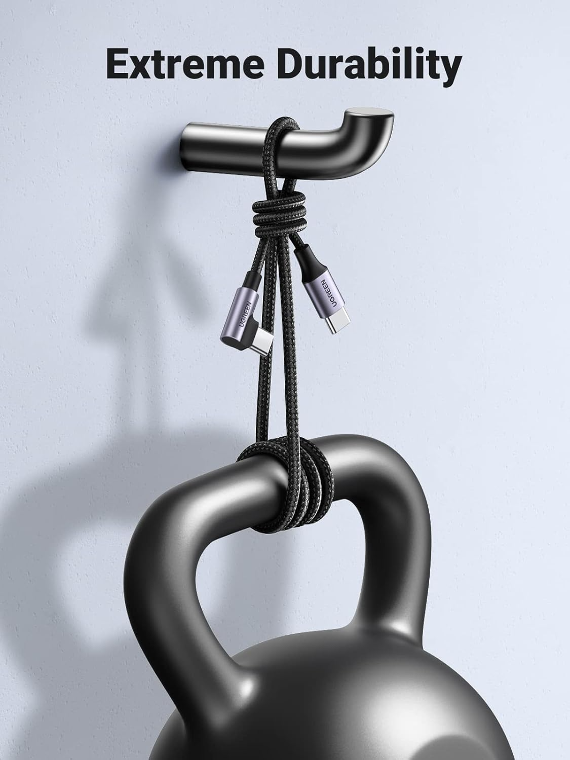 Cable de Datos y Carga USB-C - USB-C UGREEN US255 Angled, 60W, 3m, Gris