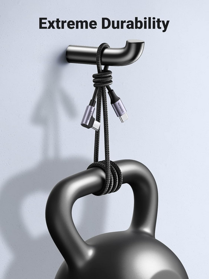 Cable de Datos y Carga USB-C - USB-C UGREEN US255 Angled, 60W, 3m, Gris