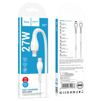 Cable de Datos y Carga USB-C - Lightning HOCO X37, 27W, 1m, Blanco