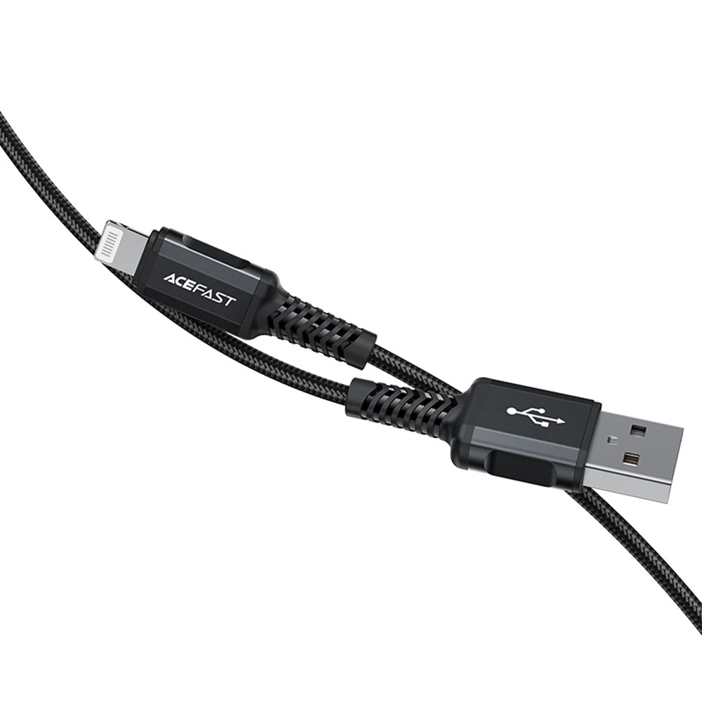 Cable de Datos y Carga USB-A - Lightning Acefast C4-02, 18W, 1.8m, Negro