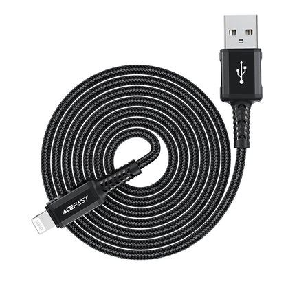 Cable de Datos y Carga USB-A - Lightning Acefast C4-02, 18W, 1.8m, Negro
