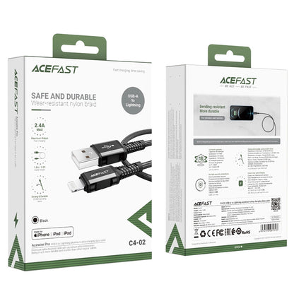 Cable de Datos y Carga USB-A - Lightning Acefast C4-02, 18W, 1.8m, Negro