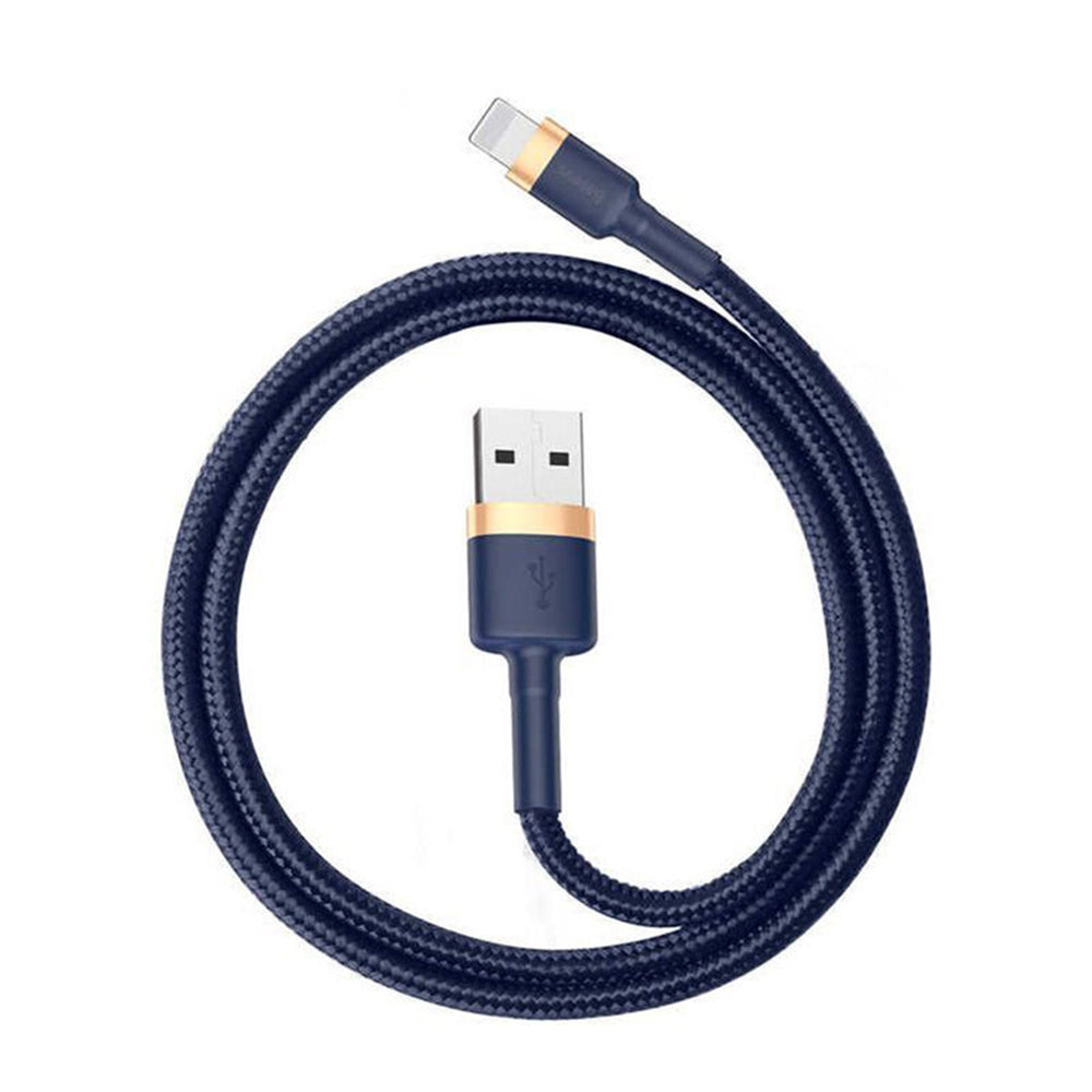 Cable de Datos y Carga USB-A - Lightning Baseus Cafule, 18W, 1m, Azul Dorado CALKLF-BV3