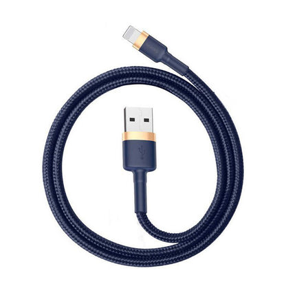Cable de Datos y Carga USB-A - Lightning Baseus Cafule, 18W, 1m, Azul Dorado CALKLF-BV3