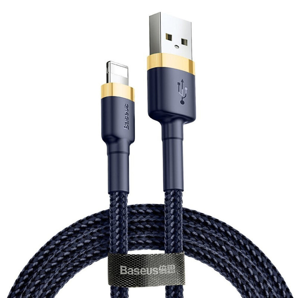 Cable de Datos y Carga USB-A - Lightning Baseus Cafule, 18W, 1m, Azul Dorado CALKLF-BV3