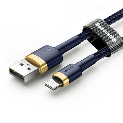 Cable de Datos y Carga USB-A - Lightning Baseus Cafule, 18W, 1m, Azul Dorado CALKLF-BV3