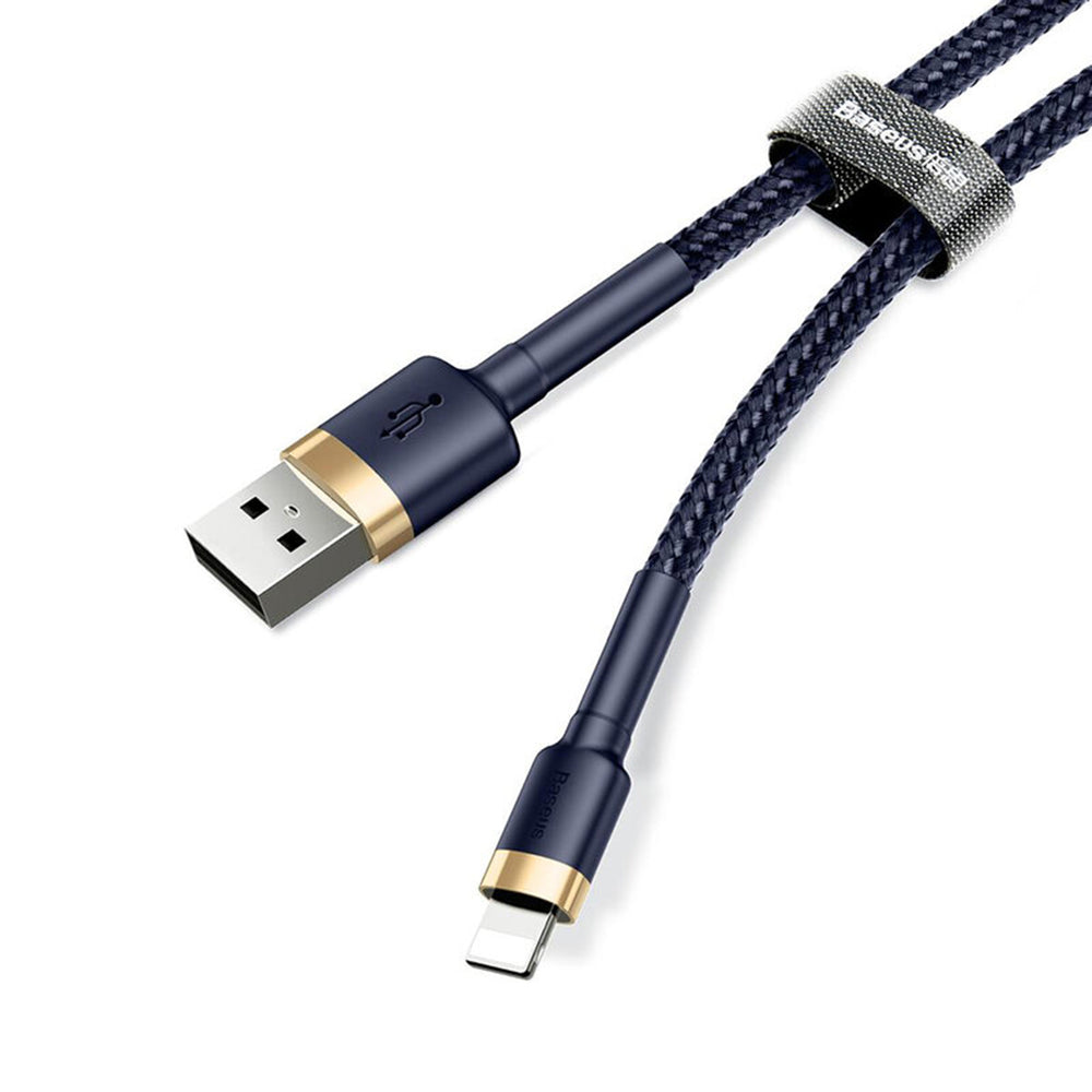 Cable de Datos y Carga USB-A - Lightning Baseus Cafule, 18W, 1m, Azul Dorado CALKLF-BV3