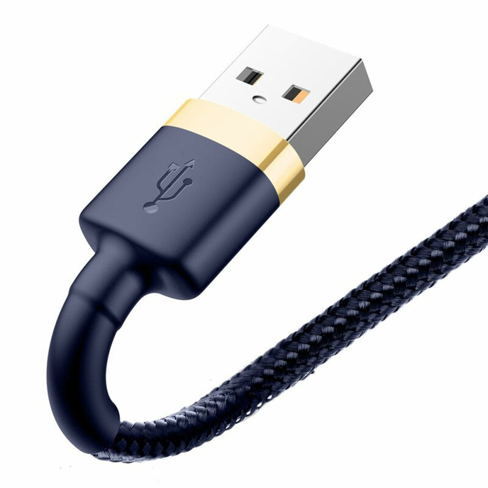 Cable de Datos y Carga USB-A - Lightning Baseus Cafule, 18W, 1m, Azul Dorado CALKLF-BV3