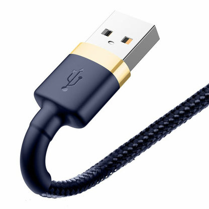 Cable de Datos y Carga USB-A - Lightning Baseus Cafule, 18W, 1m, Azul Dorado CALKLF-BV3